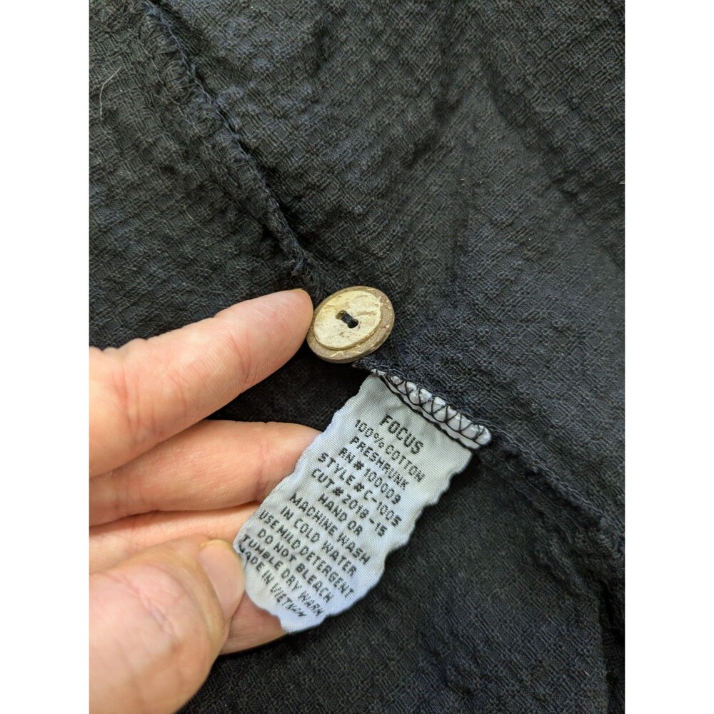 Focus Casual Art Wear Shirt Medium Gauzy Hooded Button Front Lightweight Black - Picture 9 of 11